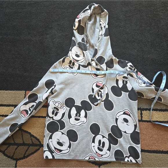 Mickey Mouse All Over Print Hoodie Women’s Small Disney Sweatshirt Grey - Picture 3 of 8